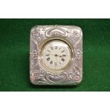 Art Nouveau silver Goliath watch case containing an unnamed watch with white dial and Roman