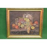 N Frauenlob, oil on canvas still life of fruit, signed - 16.5" x 13.