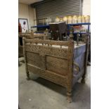 Middle Eastern / Afghan Hardwood Bed / Cupboard, ornately carved to front, upper sleeping area above