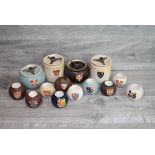 Collection of vintage Carlton Ware and other ceramic Tobacco Jars and Match strikers with Crest