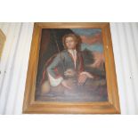 Two large Oak framed & glazed Antique style Oil on canvas portraits of 18th Century figures