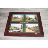 Framed set of four Limited edition porcelain Plaques from Davenport Pottery depicting "Great Western