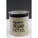 Vintage Advertising Stoneware Tobacco / Utensil Jar marked ' Ogden's Beano Pigtail '