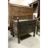 Middle Eastern / Afghan Hardwood Child's Bed / Cupboard, ornately carved to front, upper sleeping