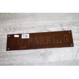 Vintage Brown Bakelite ' No Parking ' Sign