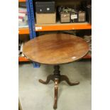 Georgian Mahogany Circular Tilt Top Table with Bird Cage Action raised on Turned Column Support