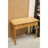 Contemporary Oak Side Table with Three Drawers, 90cms long