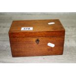 Small 19th Century Mahogany Tea Caddy with twin internal compartments