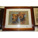 Framed Oil Painting Study of Two Irish Terriers