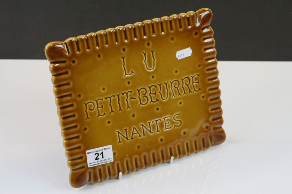 French ceramic Advertising plaque for "Petite Beurre" Biscuits "Nantes" circa 1950