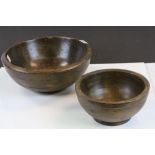 Two Antique Sycamore Wood Dairy Bowls