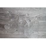 Box of vintage cut glass & Crystal Decanters