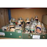 Collection of vintage ceramic German Beer steins with pewter lids to include Musical examples