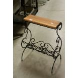 French Wrought Iron and Oak Plant Stand