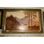 Cyril Osborne Gilt framed Oil on board Lake scene Landscape