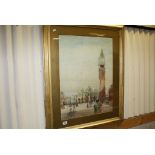 Framed & glazed Watercolour titled "The Palazzio Venice 1902 before the fall of the Campanile" and