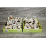 Two trays of Crested China, mainly Animals by "Arcadian"