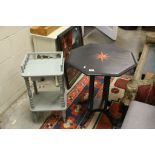 Octagonal Painted Side Table and a French Painted Beside Stand with single drawer