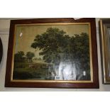 Framed & glazed coloured Print of a Farming scene by Adolf Mesengal