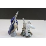 Royal Copenhagen ceramic model of a pair of Kingfishers, numbered 1769 and another of a pair of