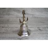 Silver plated bell, the handle modelled as an anchor, inscribed R.M.S Niagara Best Wishes 7-2-37