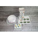Five pieces of Portmeirion ceramics in "Botanic Garden" pattern to include a covered Butter dish and