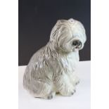 Large ceramic Old English Sheep dog, with Artists signature to base