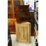 19th century Pine Hanging Corner Cupboard together with 19th century Mahogany Hanging Corner