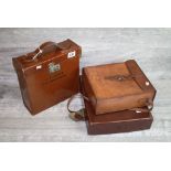 Three Vintage Leather Small Cases