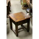 Oak Square Lamp / Coffee Table with Drawer