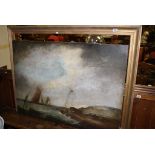 Large vintage framed Oil on board of a Coastal scene