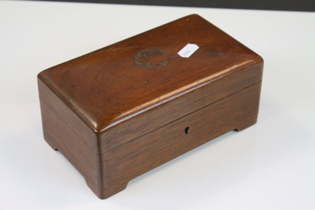 Three vintage wooden boxes to include a Shagreen effect Cigarette box, Burr Walnut etc - Image 4 of 5