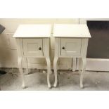 Pair of White Bedside Cabinets, each with single door