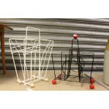 Two Retro / Vintage Wire Magazine Racks, one with Red Ball Finials