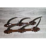 Two piece late 19th Century Mahogany & Gazelle Horn Whip rack