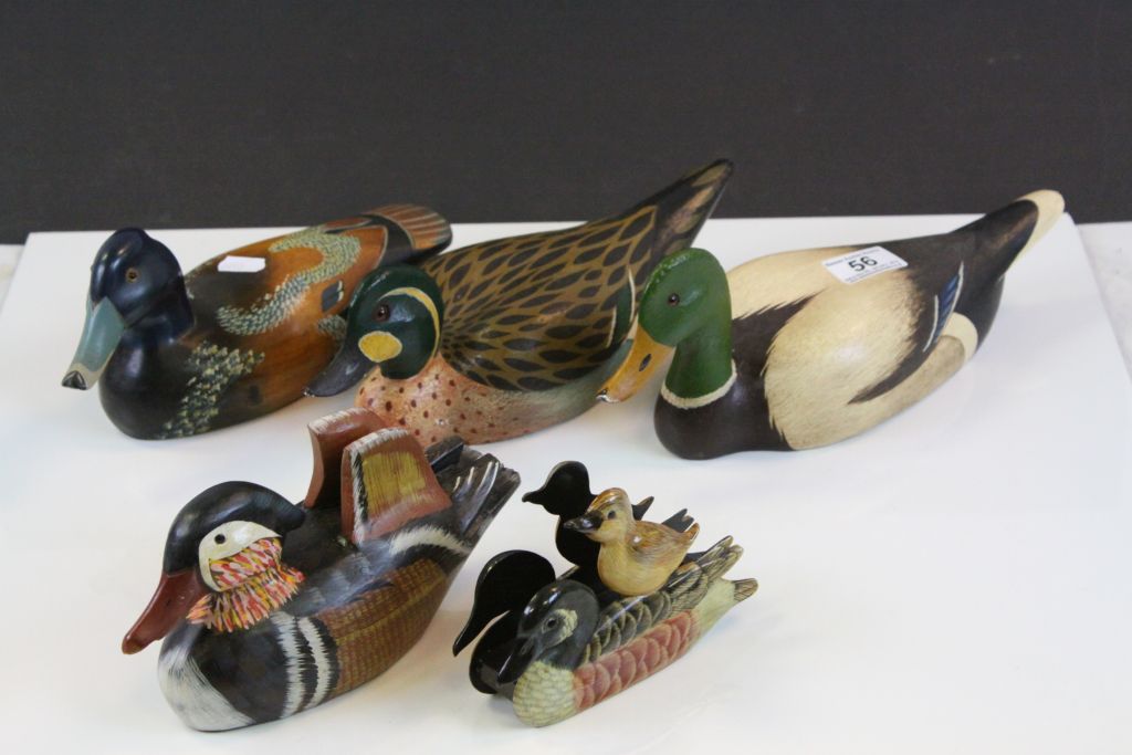 Collection of hand painted Wooden Ducks to include Letter racks