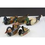 Collection of hand painted Wooden Ducks to include Letter racks