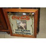 Pine framed Coca Cola Advertising Mirror