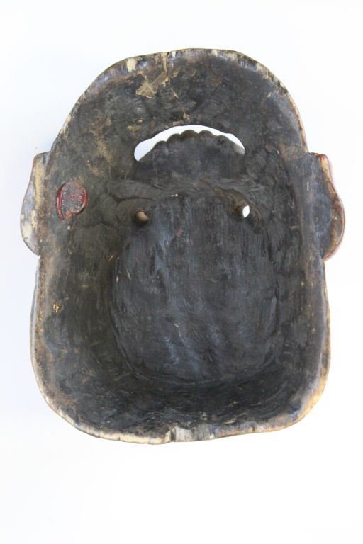 Chinese Wooden Child's Mask with painted finish and Wax export seal to verso - Image 3 of 3