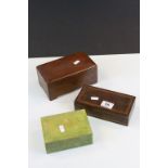 Three vintage wooden boxes to include a Shagreen effect Cigarette box, Burr Walnut etc