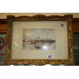 Gilt framed & glazed Watercolour of a River scene