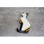Lea Stein style celluloid brooch modelled as an Art Deco style cat, cream yellow and black