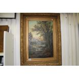 Victorian Oil Painting on Canvas Mountain Scene