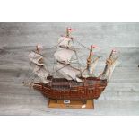 Rigged Wooden model of the "Mary Rose" with stand