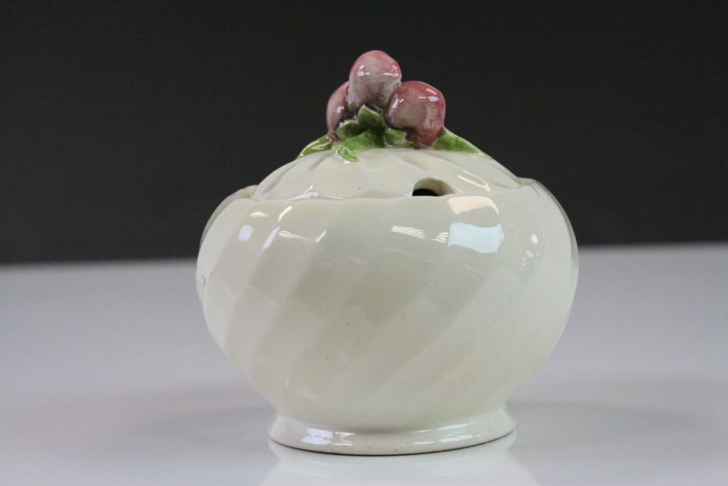 Clarice Cliff Crown Staffordshire ceramic lidded Preserve pot with Flower handle to the lid - Image 6 of 6