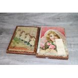 Victorian Child's boxed Wood block Puzzle. each side with a different picture, five in total plus