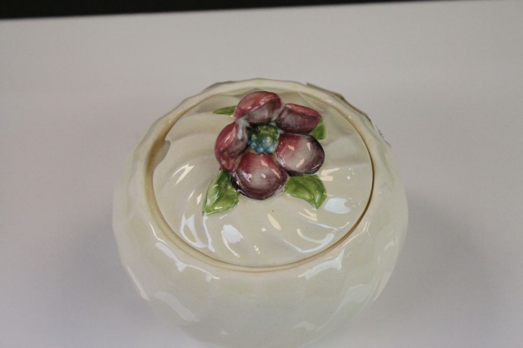 Clarice Cliff Crown Staffordshire ceramic lidded Preserve pot with Flower handle to the lid - Image 3 of 6