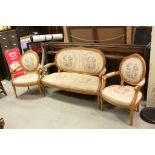 19th century Style French Salon Suite comprising a Two Seater Settee and Matching Elbow Chairs, each