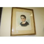 Framed and Glazed Watercolour Portrait of a Young Boy dated 1876 with monogrammed signature