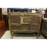 Middle Eastern / Afghan Hardwood Bed / Cupboard, ornately carved to front, upper sleeping area above